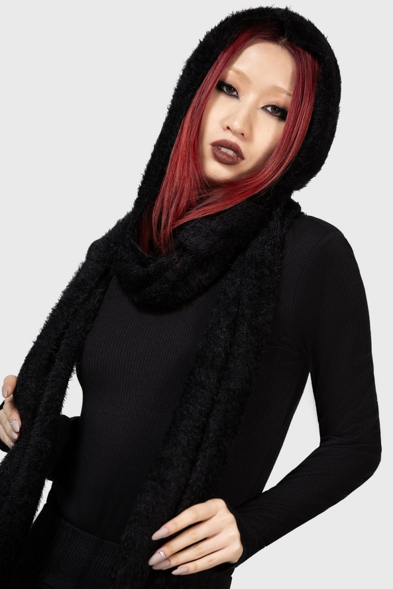 Killstar Ashen S Kapucí Scarf Černé | TNKXHQ-194