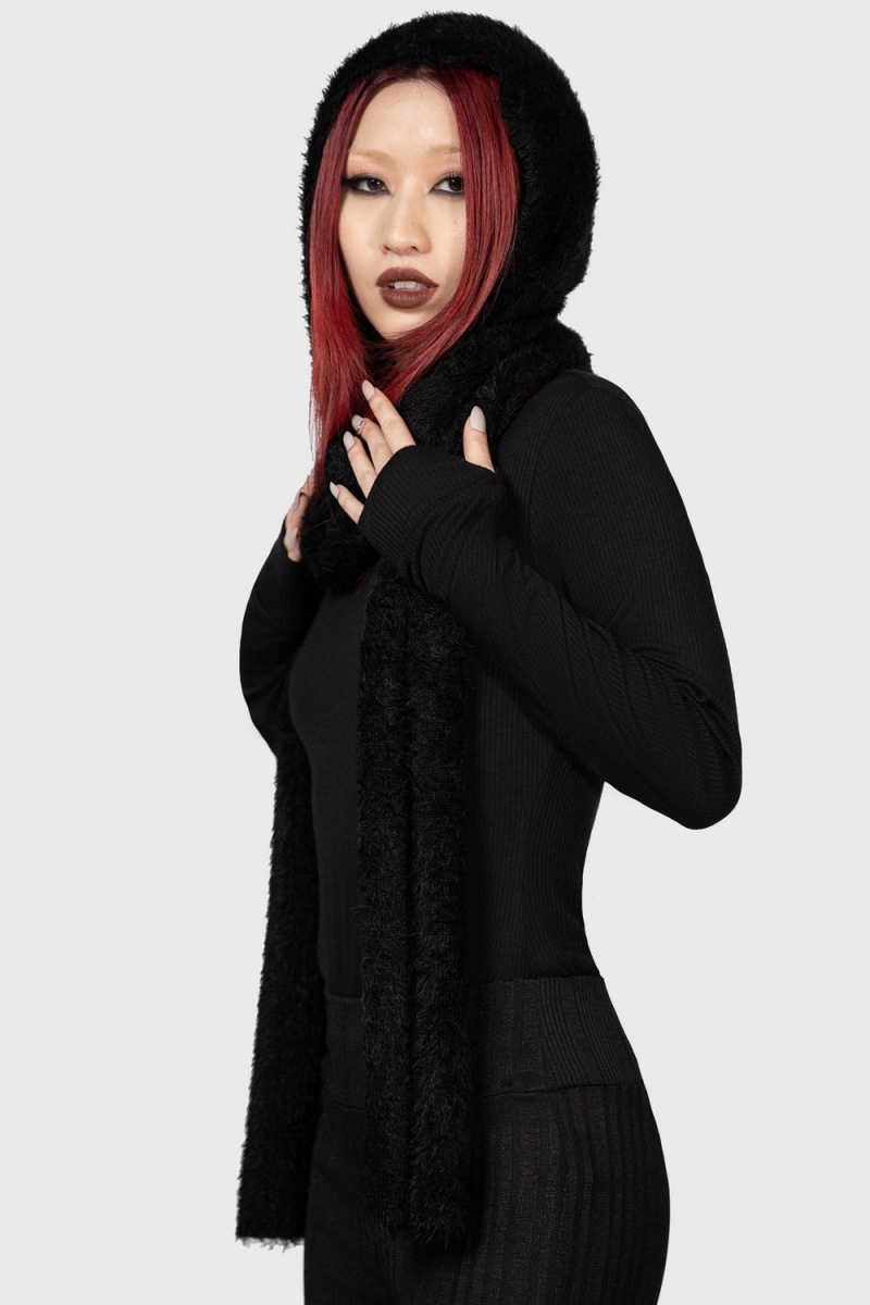 Killstar Ashen S Kapucí Scarf Černé | TNKXHQ-194