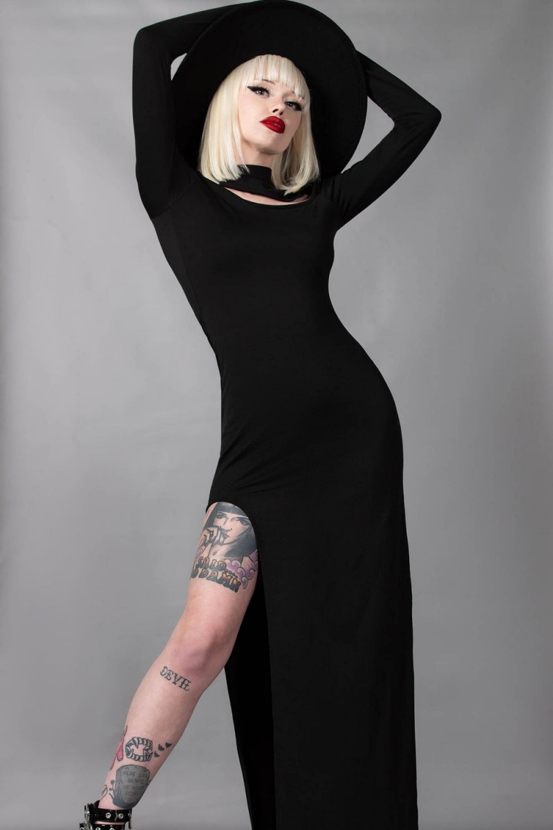 Killstar Astaroth Long Sleeve Šaty Černé | IYDPXW-134