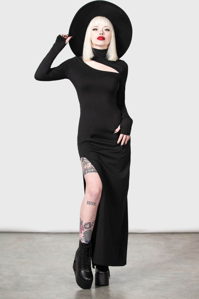 Killstar Astaroth Long Sleeve Šaty Černé | IYDPXW-134