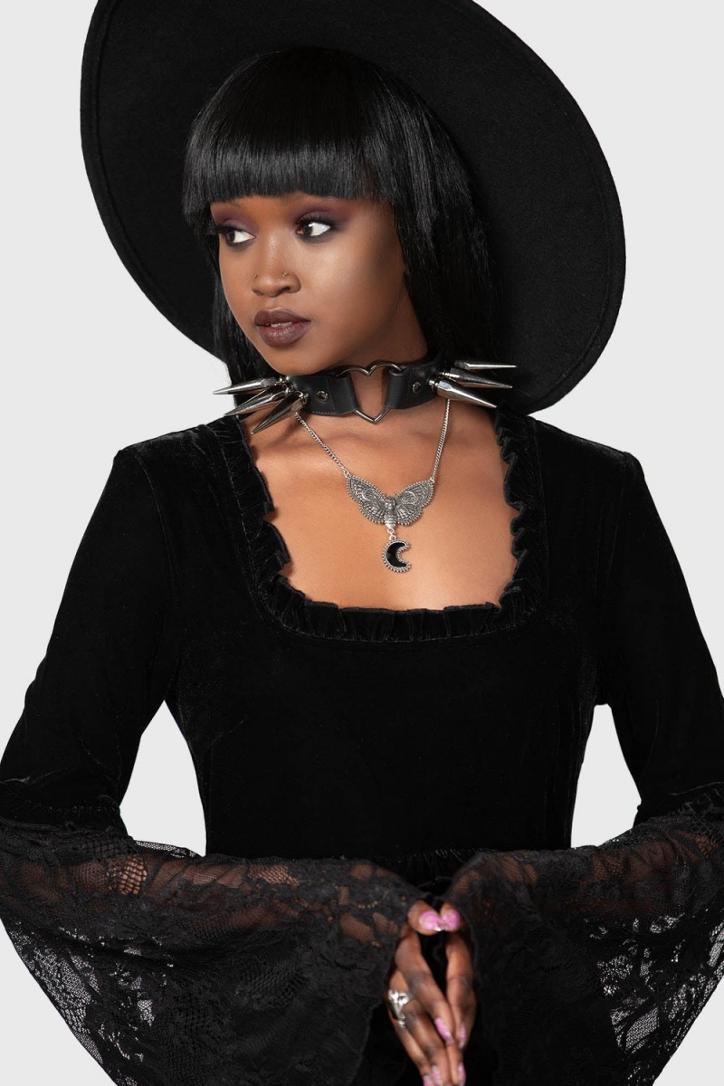 Killstar Aubrey Heart Choker Černé | WSCEOB-065