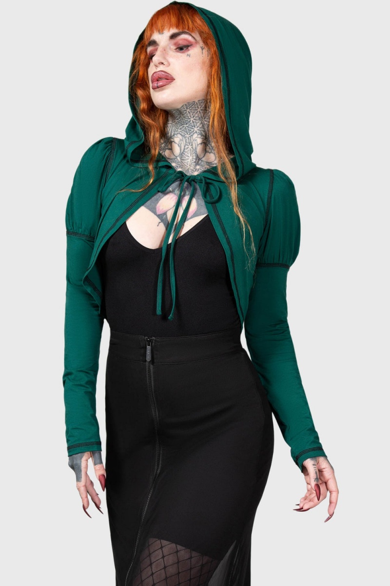 Killstar August S Kapucí Top Zelene | COIGXS-708