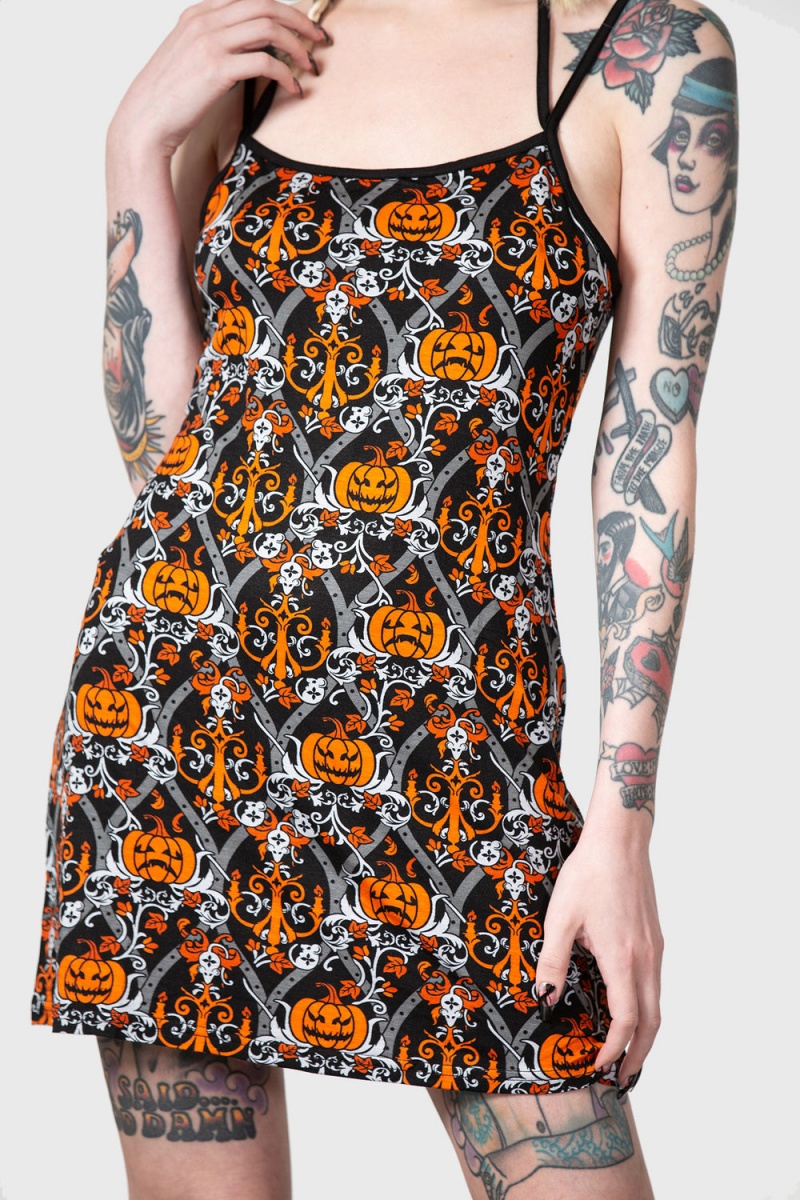 Killstar Autumn Slumber Slip Šaty Černé | IBTECQ-390