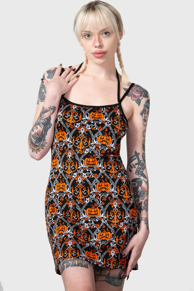 Killstar Autumn Slumber Slip Šaty Černé | IBTECQ-390
