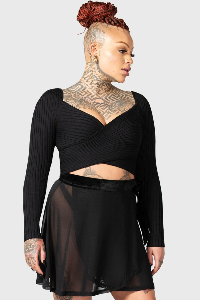 Killstar Awakening Wrap Top Černé | WSUGJQ-514