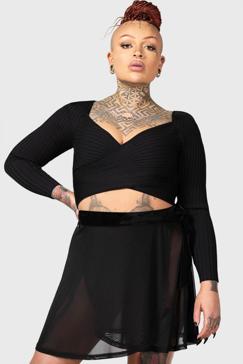 Killstar Awakening Wrap Top Černé | WSUGJQ-514