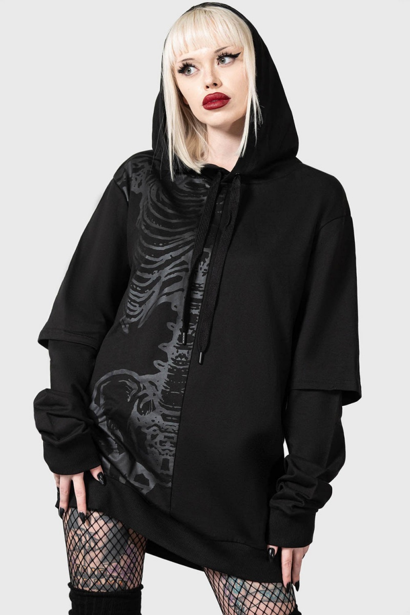Killstar Bad2the Hoodie Černé | TOQSPE-684