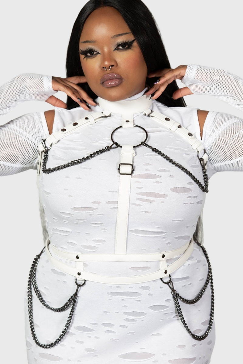 Killstar Baphomet Bones Harness [PLUS] Bílé | LMUTOH-620