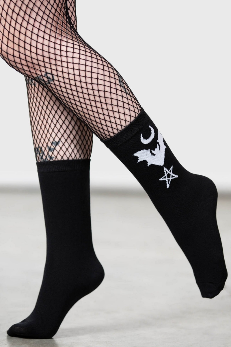 Killstar Bat Magic Socks [B] Černé | ZQSVHG-062