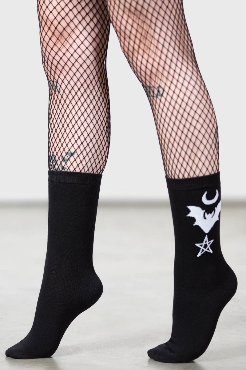 Killstar Bat Magic Socks [B] Černé | ZQSVHG-062