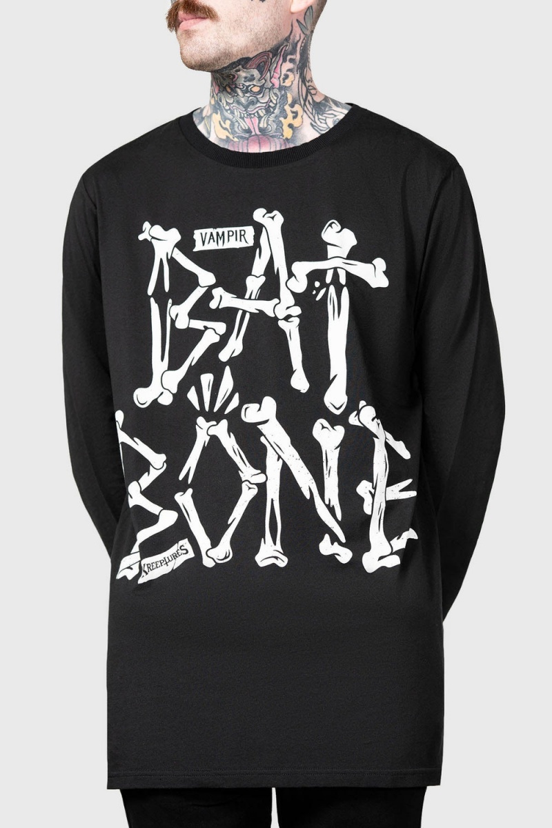 Killstar Batbone Long Sleeve Top Černé | ZCASXV-432