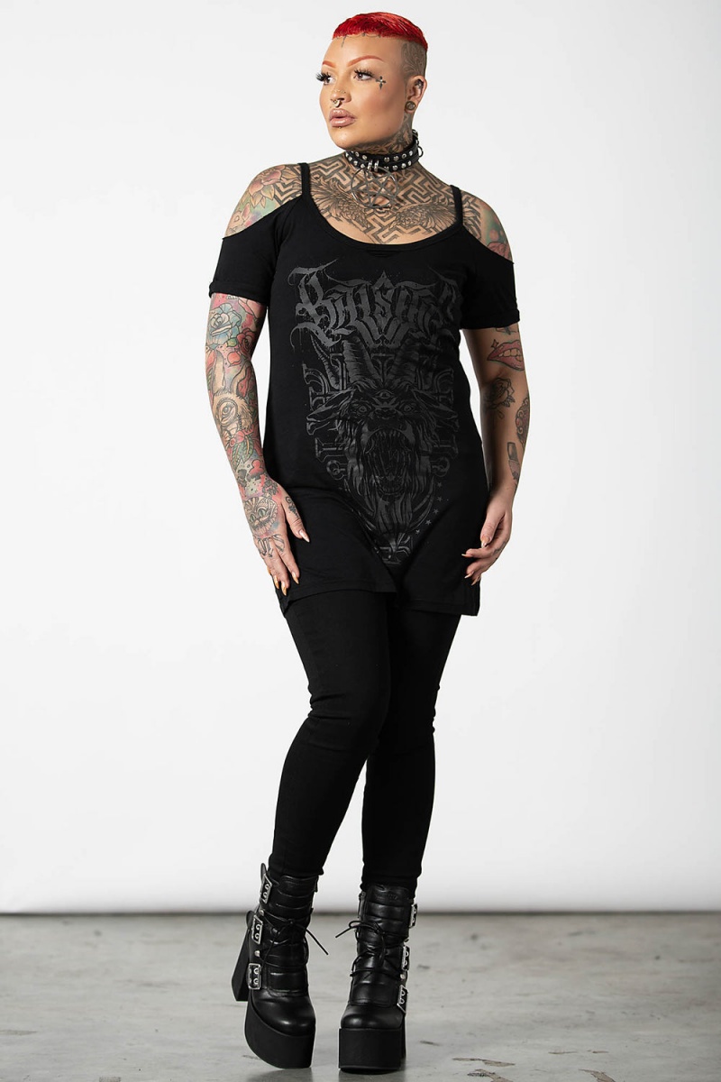 Killstar Bellow Distress Top Černé | TEFGRB-037