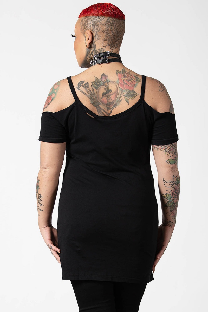Killstar Bellow Distress Top Černé | TEFGRB-037