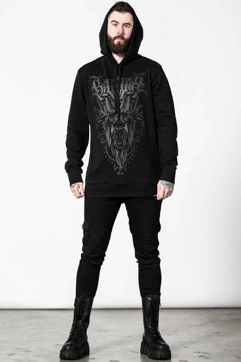 Killstar Bellow Longline Hoodie Černé | QKWRVP-604