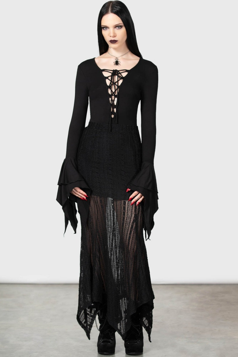Killstar Black Roses Bodysuit Černé | BVKDFR-948