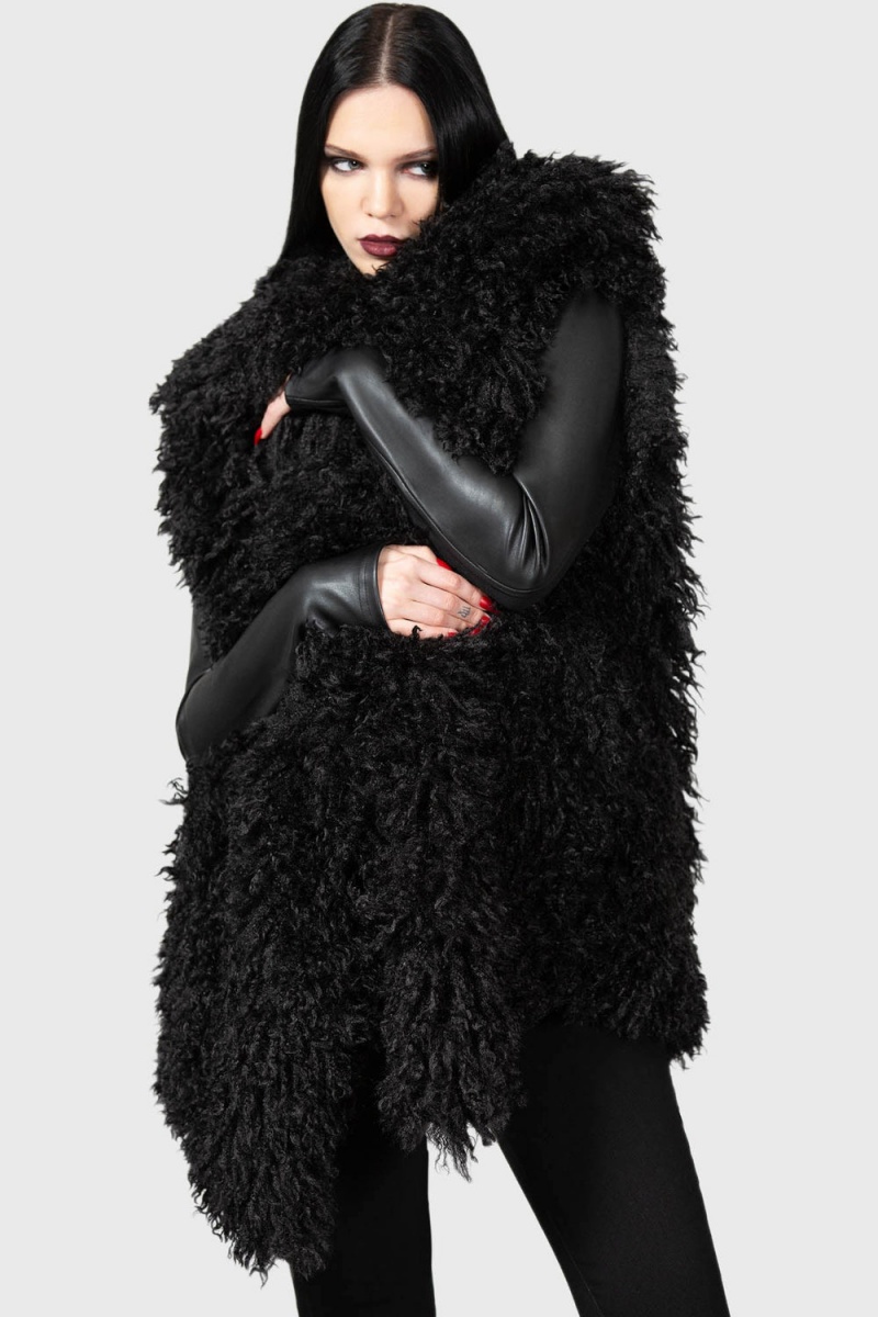 Killstar Blackwood Lure Coat Černé | BHMKLU-670