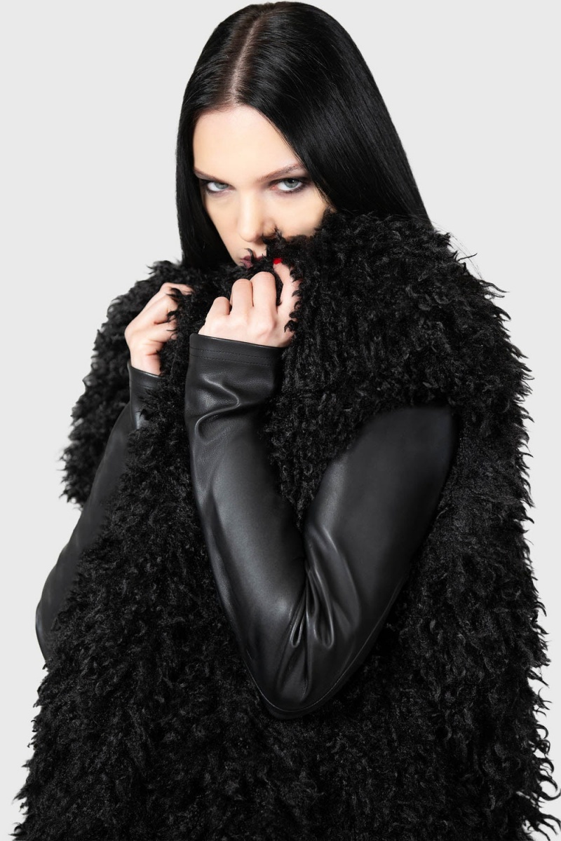 Killstar Blackwood Lure Coat Černé | BHMKLU-670