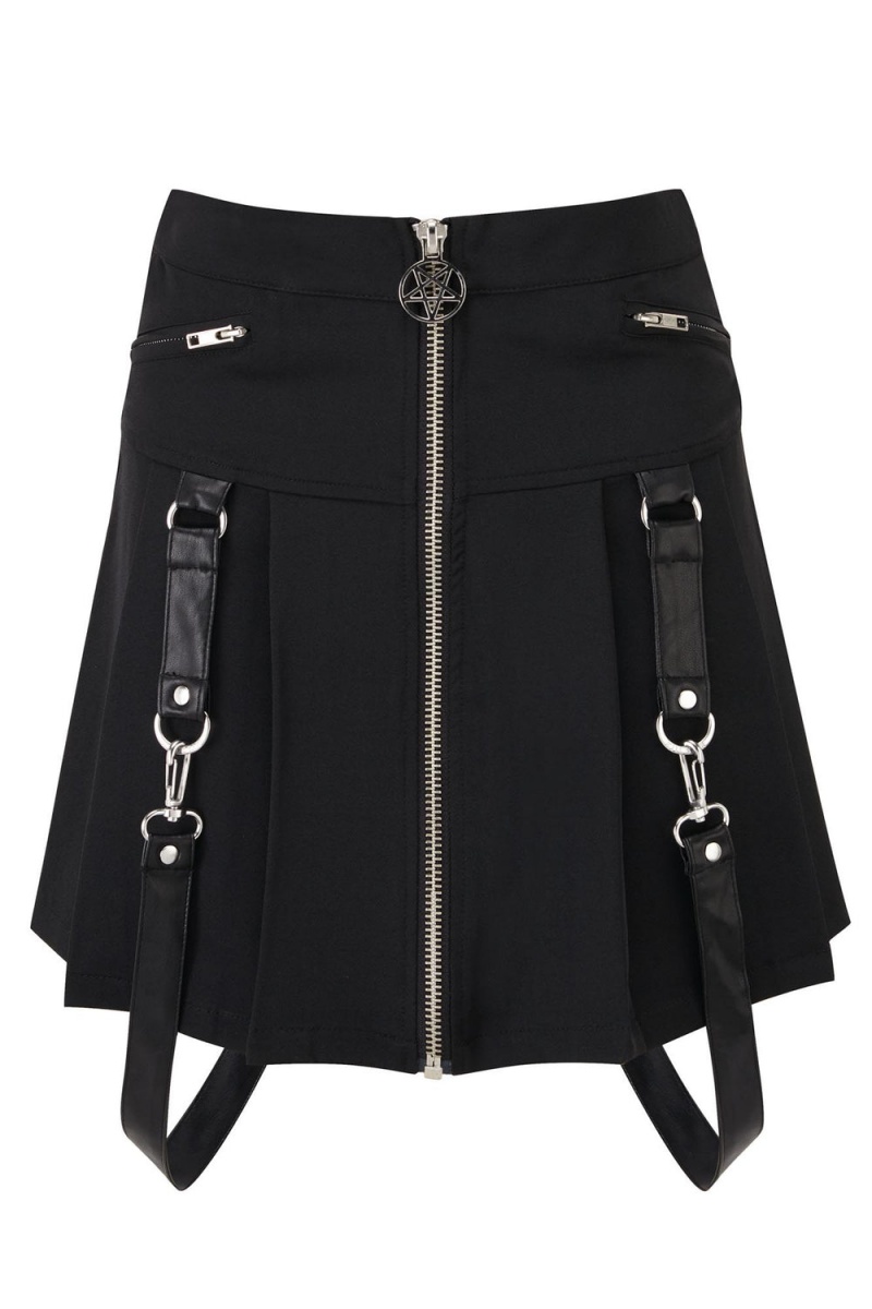 Killstar Blaire B*tch Mini Skirt [B] Černé | VUKRWE-490