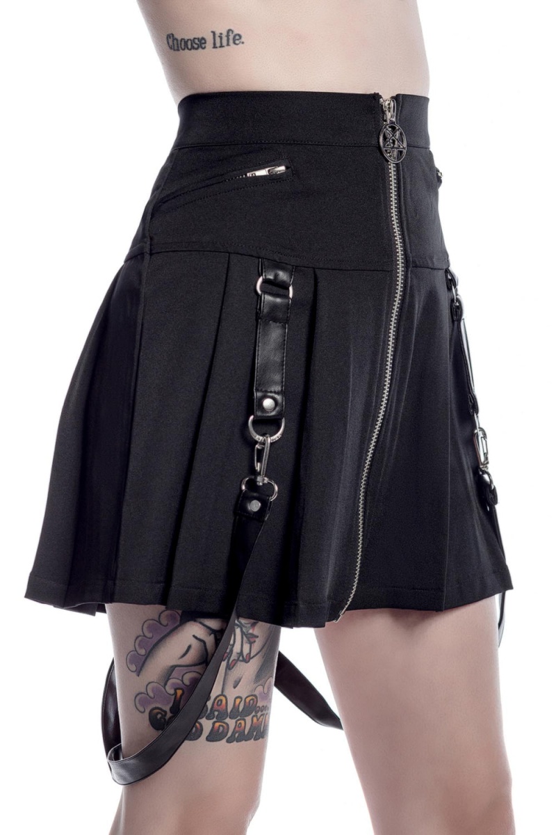 Killstar Blaire B*tch Mini Skirt [B] Černé | VUKRWE-490