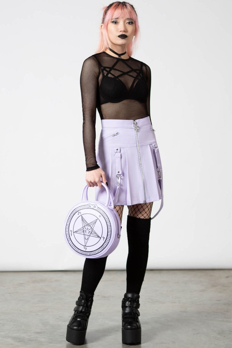Killstar Blaire B*tch Mini Skirt [PASTEL LILAC] Lilac | PAFGWE-741