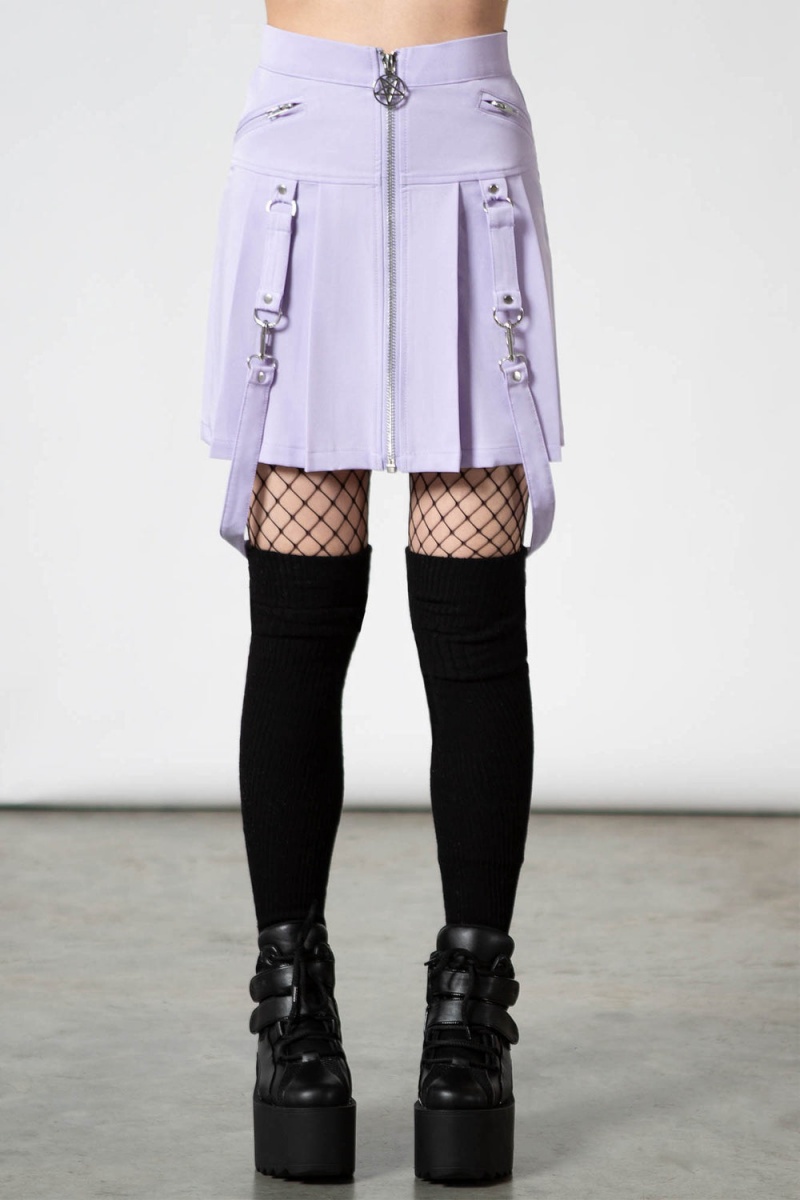 Killstar Blaire B*tch Mini Skirt [PASTEL LILAC] Lilac | PAFGWE-741