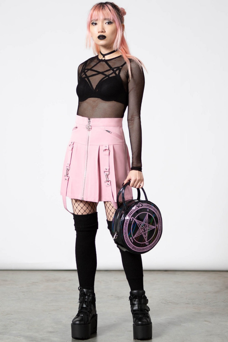 Killstar Blaire B*tch Mini Skirt [PASTEL PINK] Růžové | RPDEAZ-814