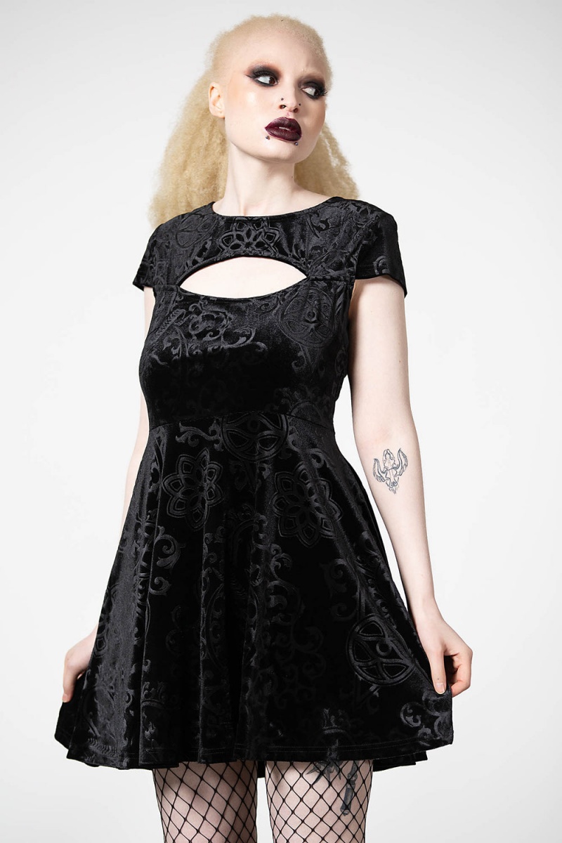 Killstar Blasphemia Keyhole Skater Šaty Černé | IRCJZD-496