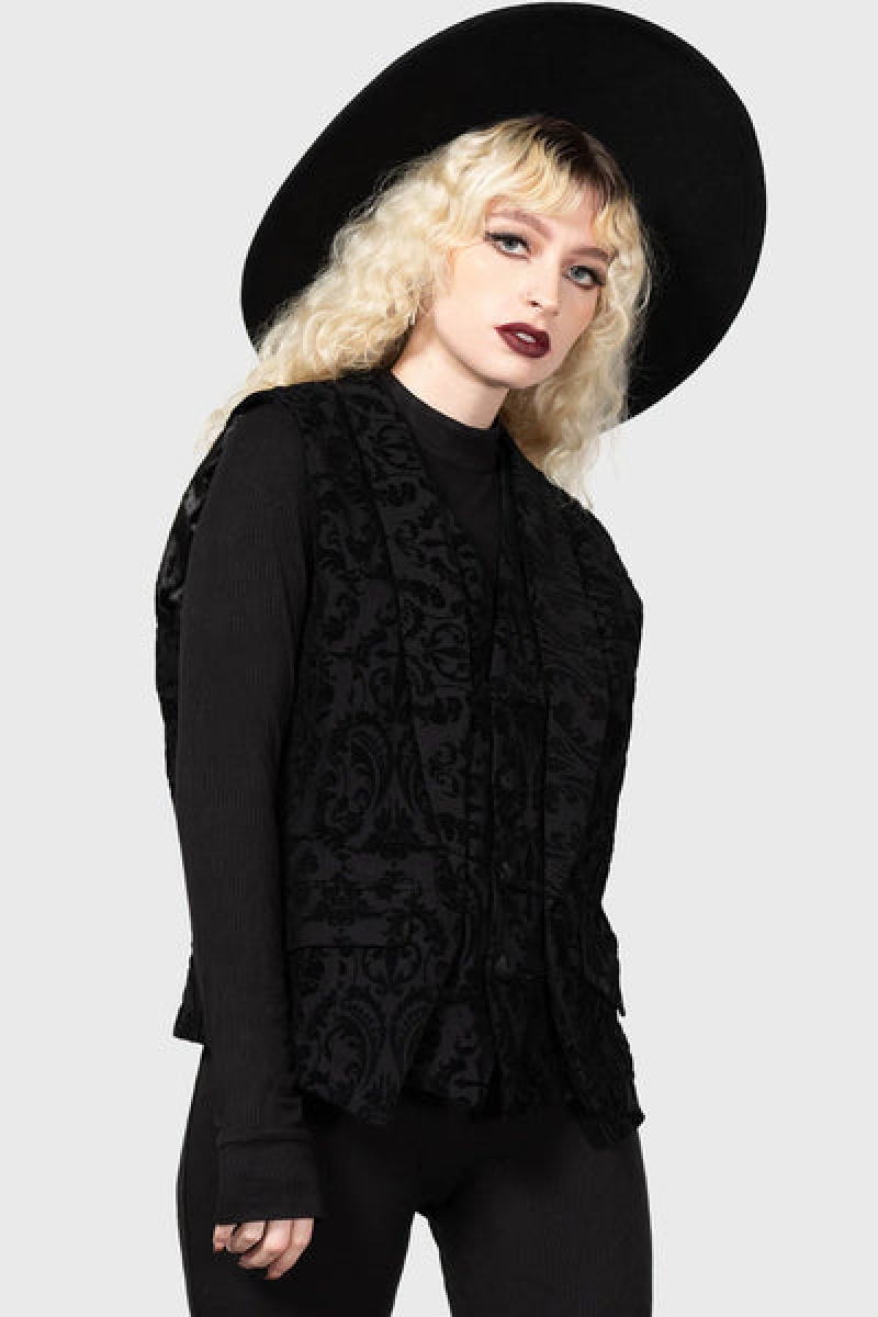Killstar Bleak Heart Waistcoat Černé | WNMPHY-895