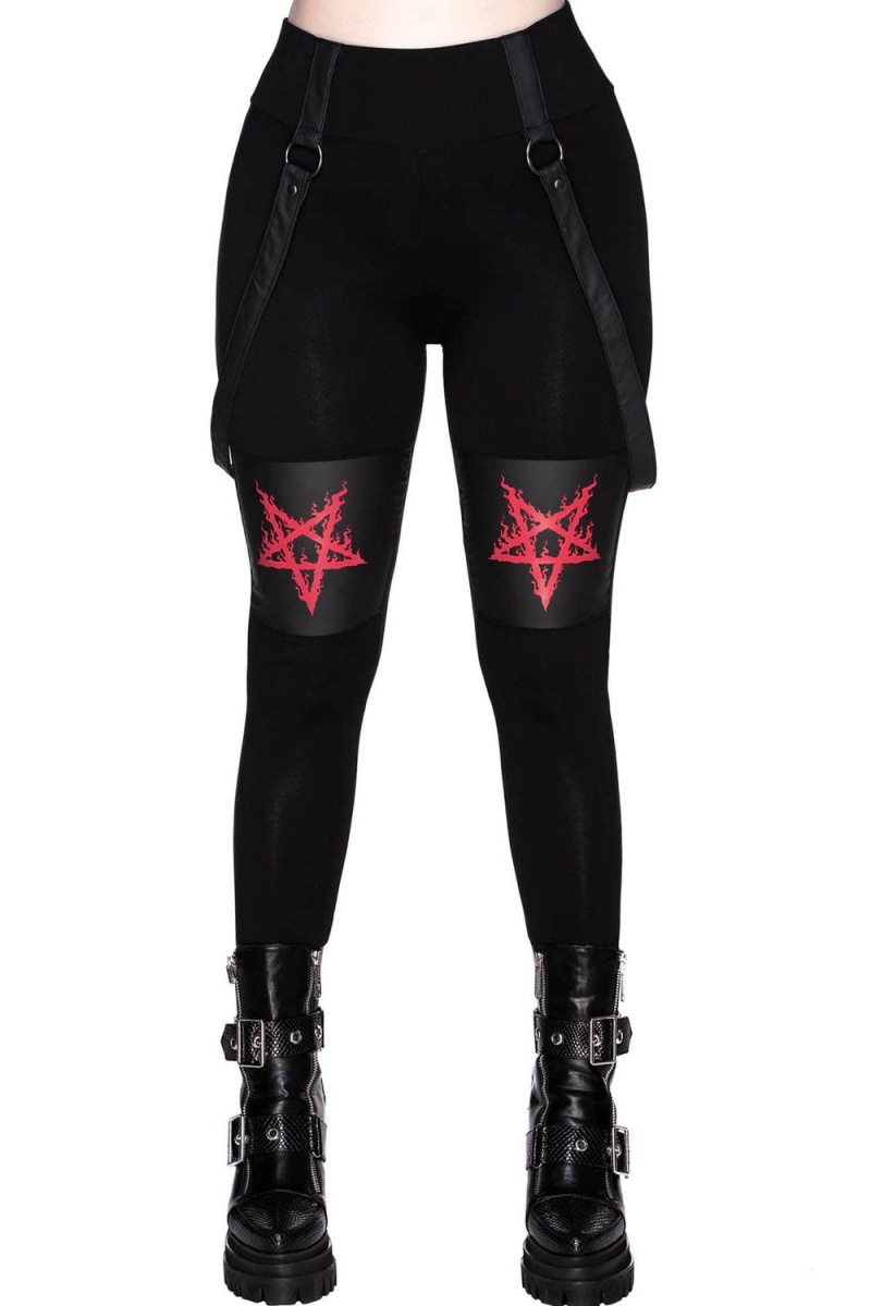 Killstar Bloodpact Leggings Černé | QBXICG-458