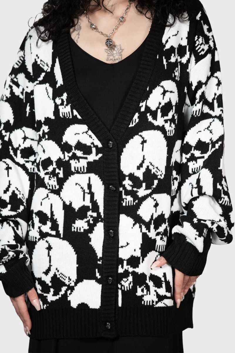 Killstar Bone Idle Cardigan Černé Bílé | VIOUPW-902