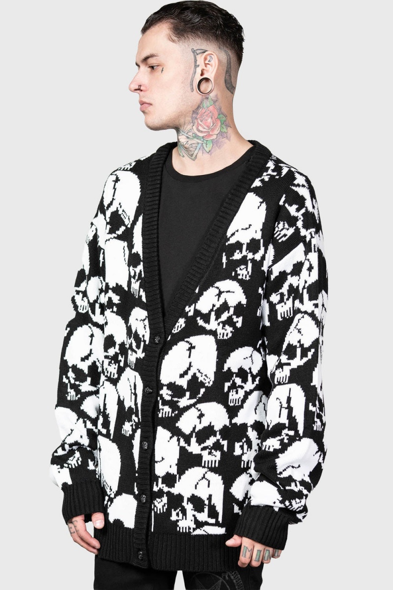 Killstar Bone Idle Cardigan Černé Bílé | YOEVLQ-092