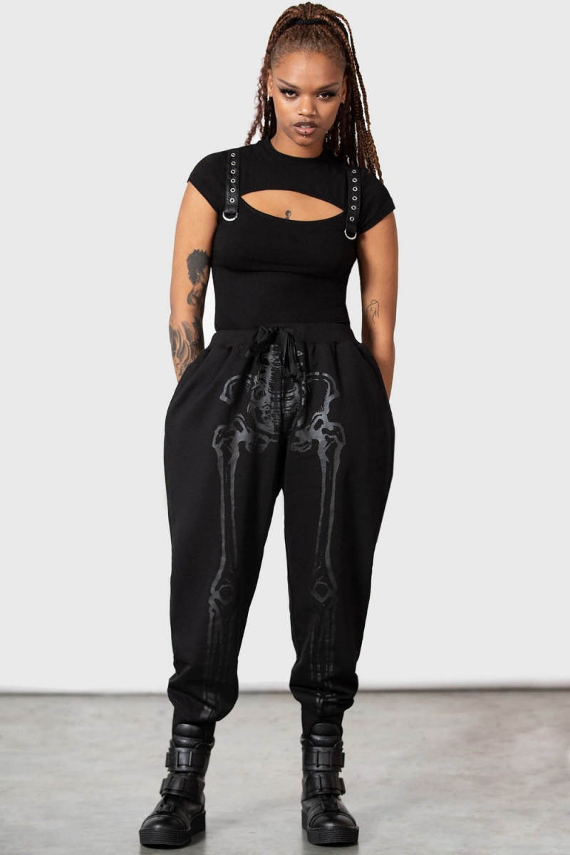 Killstar Bone Idle Joggers Černé | AEXHPJ-893