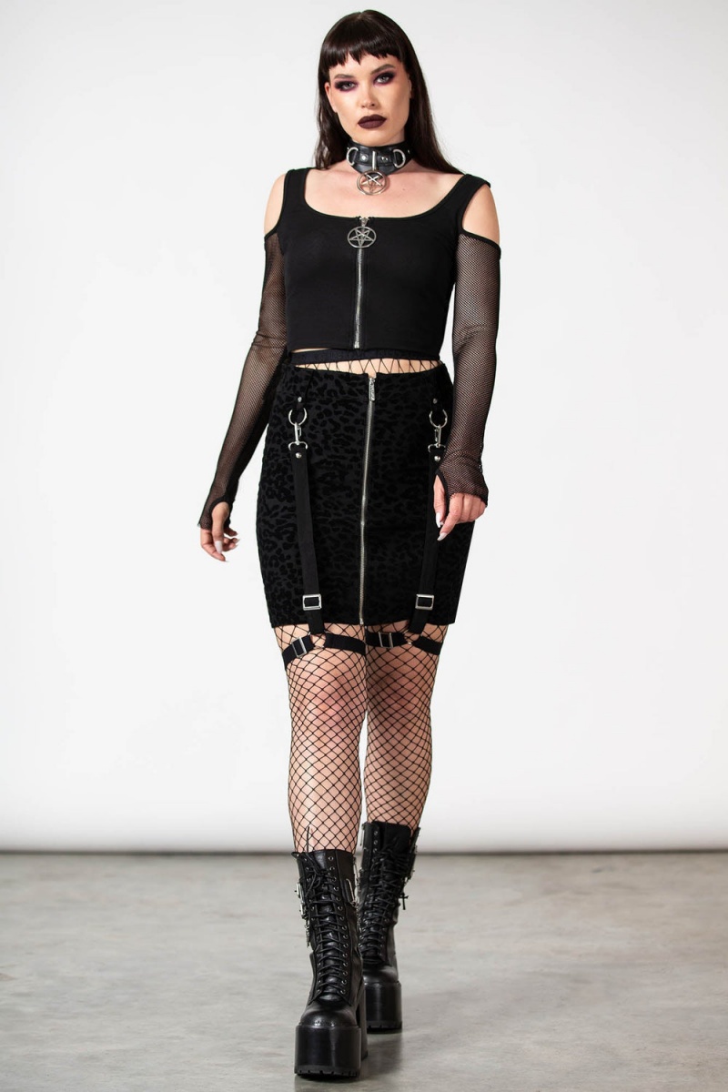 Killstar Bound To Me Garter Skirt Černé | EOVKZQ-436