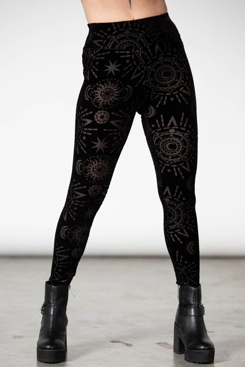 Killstar Brielle Burnout Leggings Černé | OJTCXQ-654