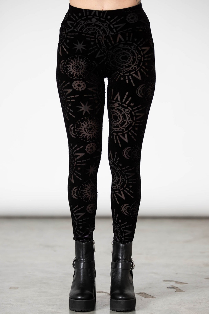 Killstar Brielle Burnout Leggings Černé | OJTCXQ-654