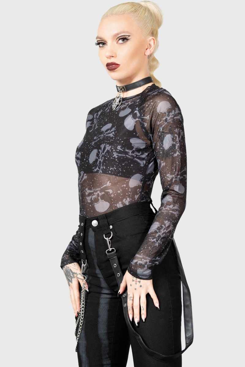 Killstar Carousel Long Sleeve Top Černé | FYAGXW-491