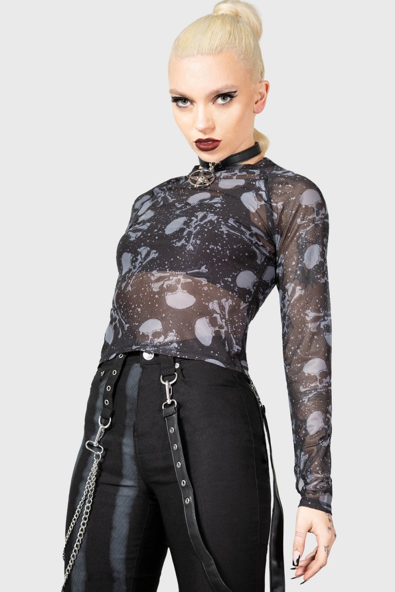 Killstar Carousel Long Sleeve Top Černé | FYAGXW-491
