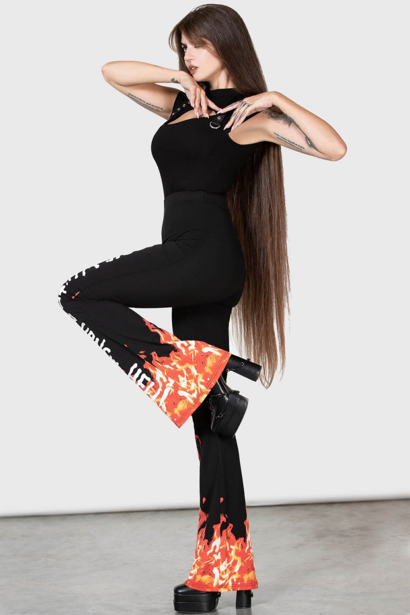 Killstar Carrie Bootcut Trousers Černé | YNAOHJ-421