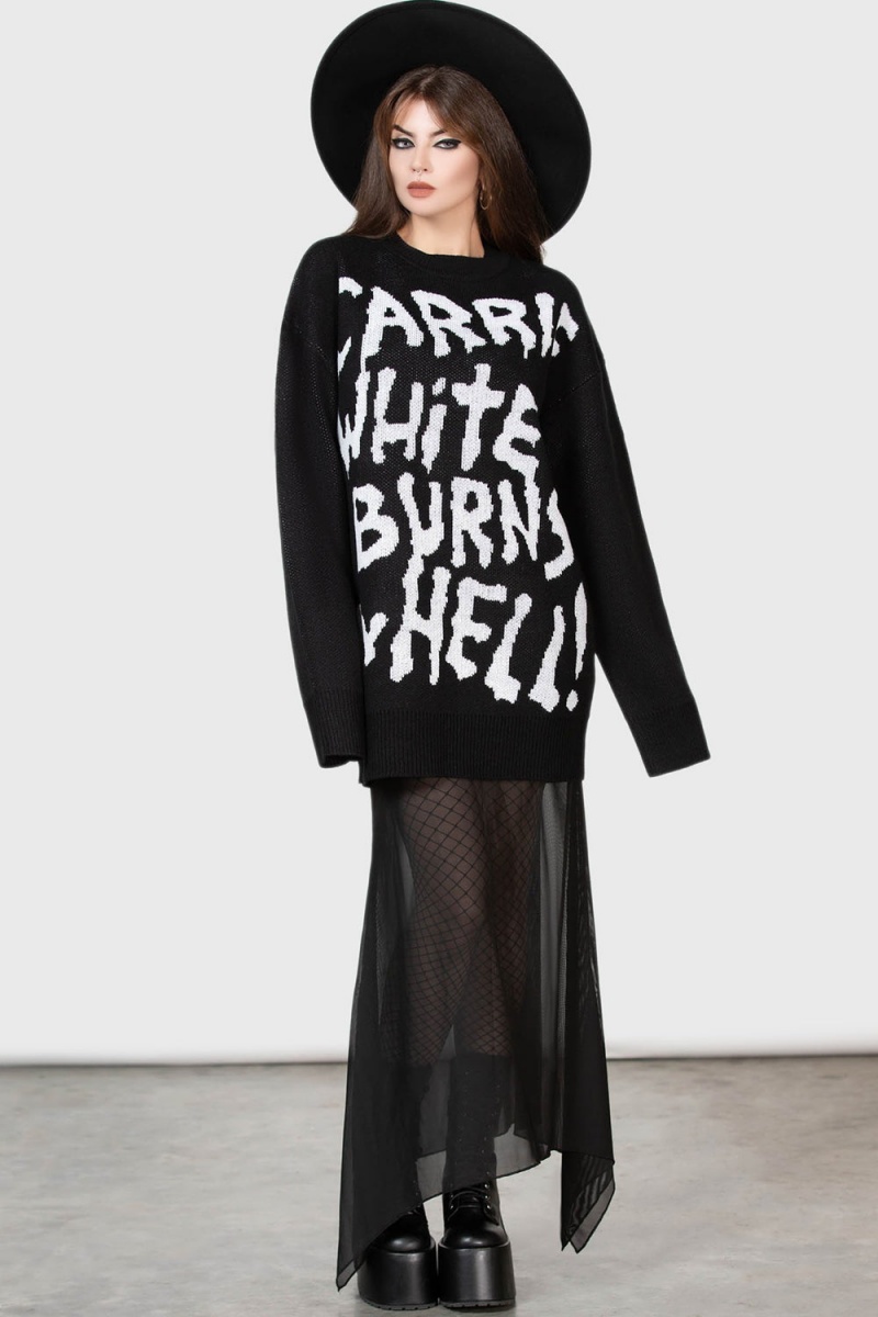 Killstar Carrie Svetrové Černé Bílé | AYESGX-098