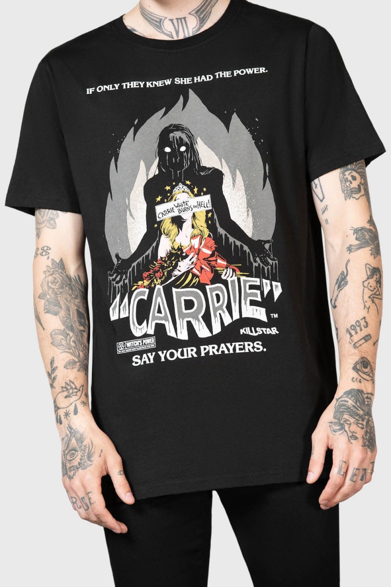 Killstar Carrie White T-Shirt Černé Bílé | FDTYLI-182