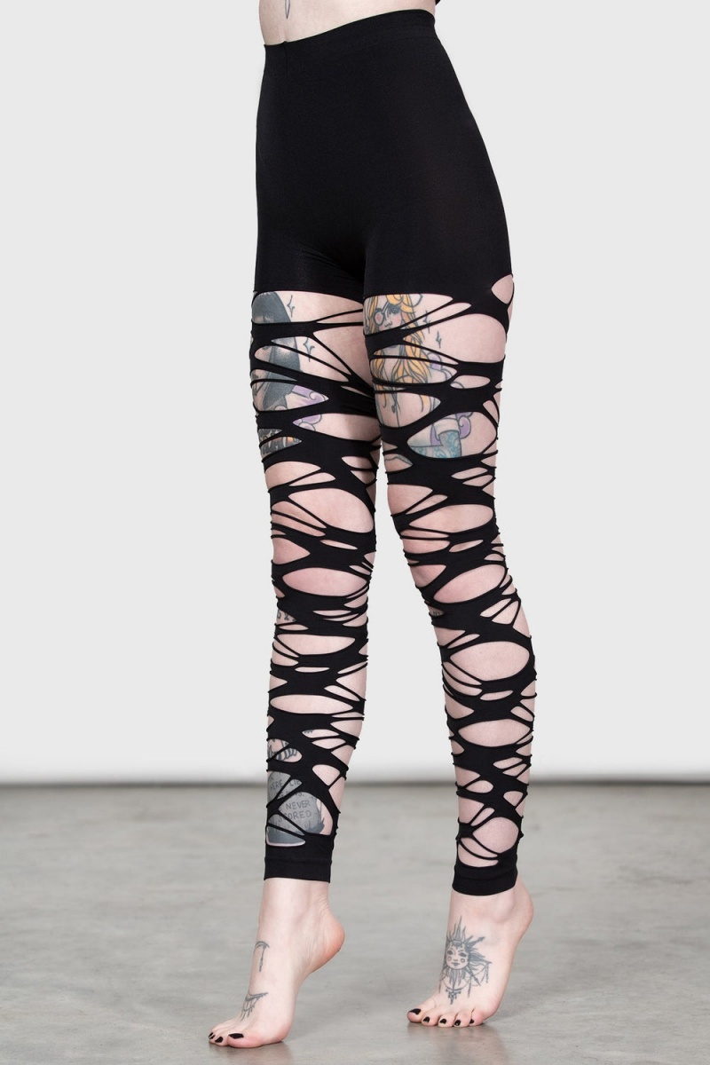 Killstar Carved Up Slashed Tights Černé | VSGHLC-614