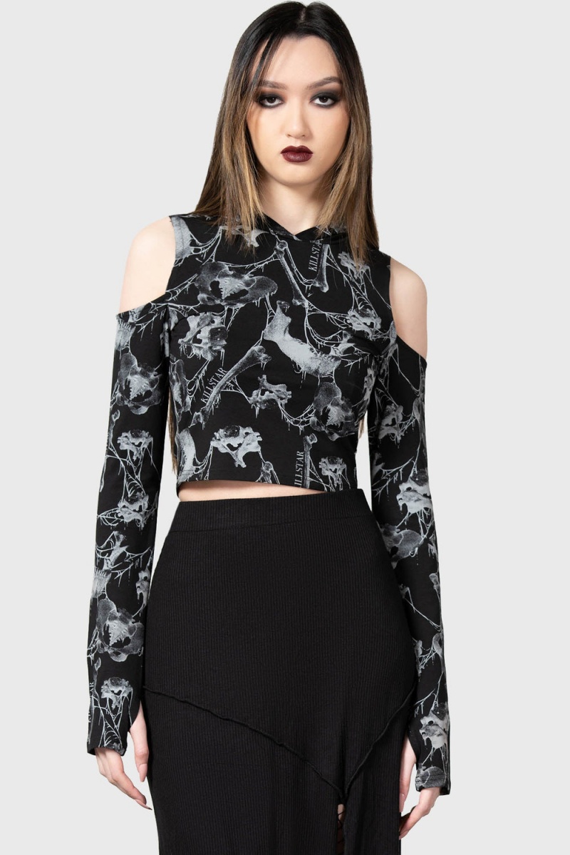 Killstar Catacombs Creatures S Kapucí Top Černé | QAEXDN-145