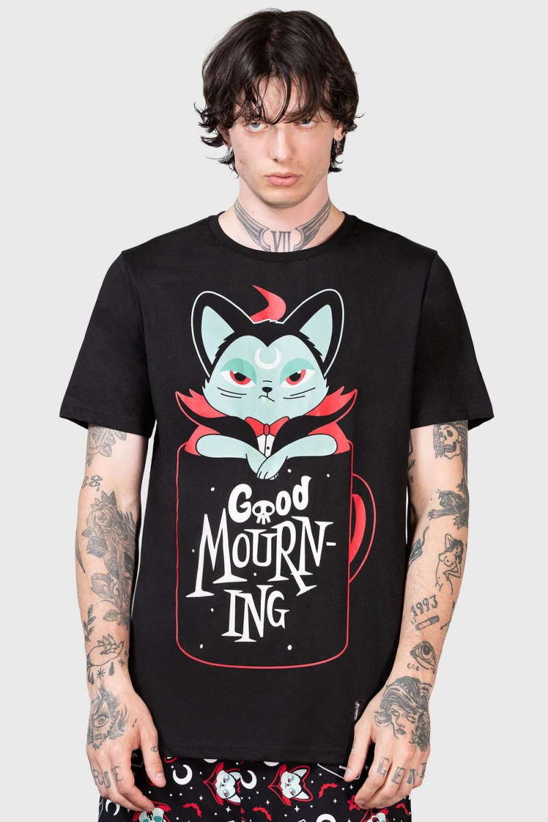 Killstar Catnap T-Shirt Černé | TJIKBX-475
