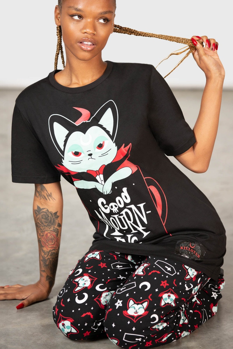 Killstar Catnap T-Shirt Černé | UTDCAM-740