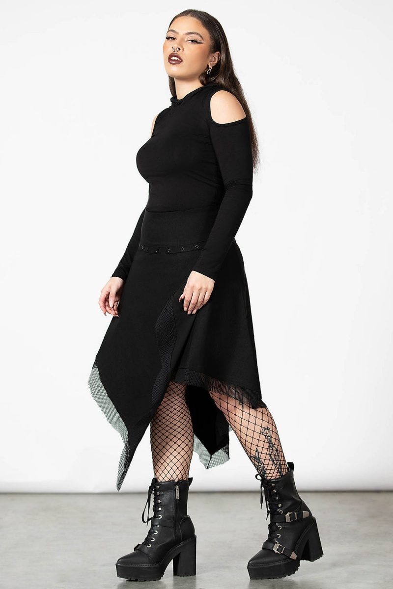 Killstar Catryna Asymmetric Skirt Černé | VJWDUC-186