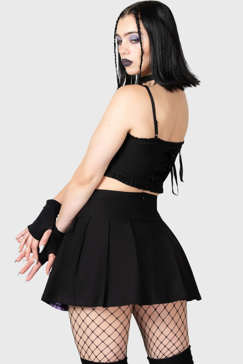 Killstar Cattie Plisovaný Skirt Fialové | KNBDLW-014