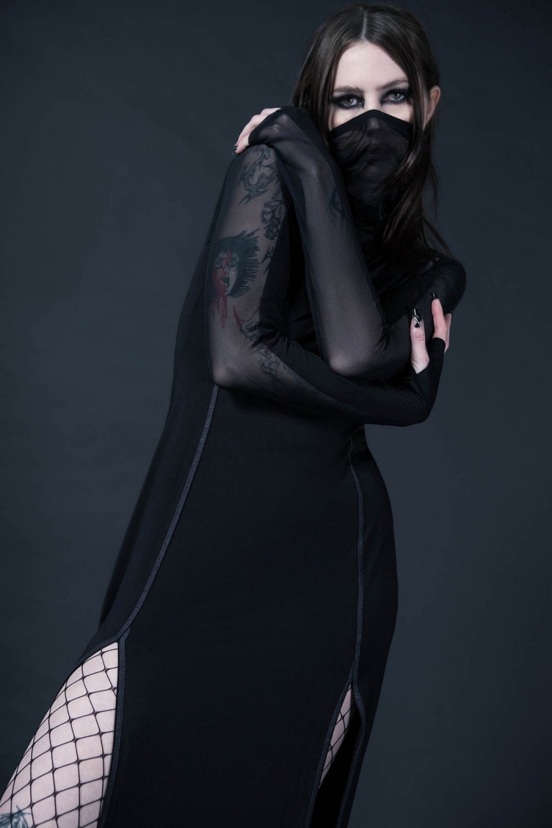 Killstar Chalcedony Maxi Šaty Černé | CQHXFP-508