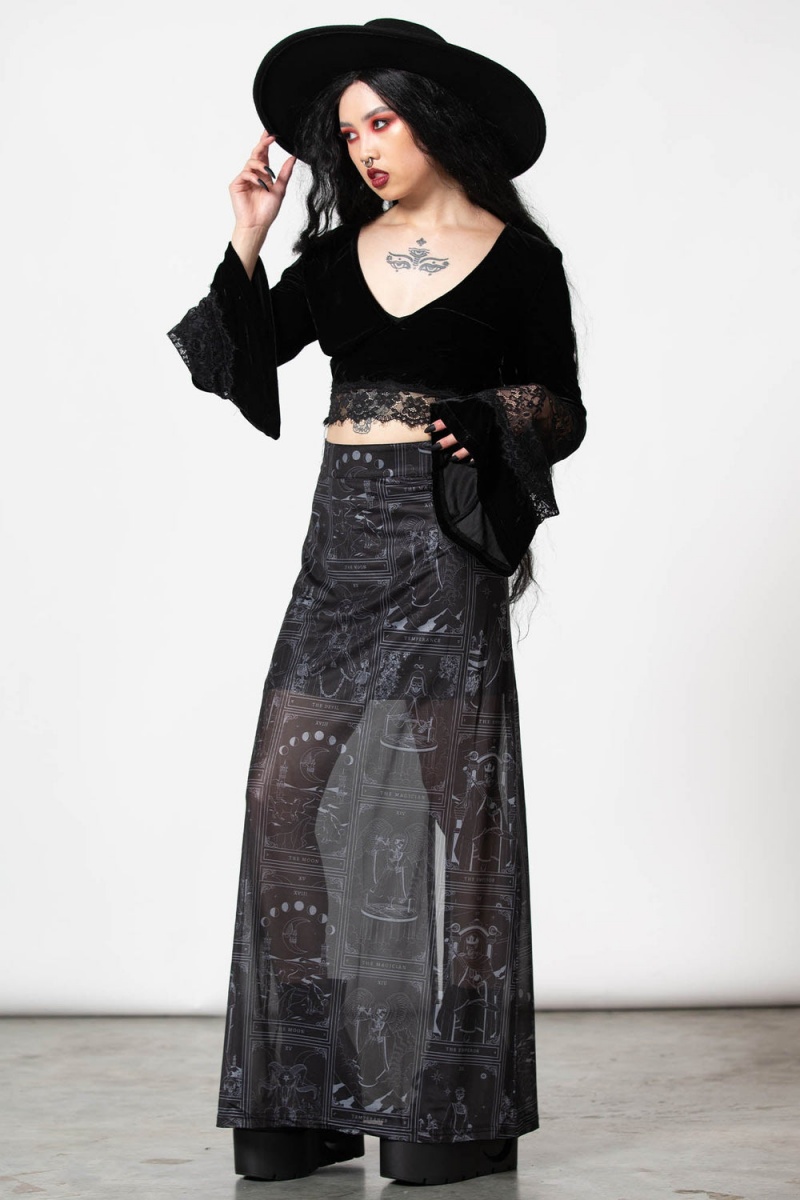 Killstar Chalise Maxi Skirt Černé | SYBTPJ-015