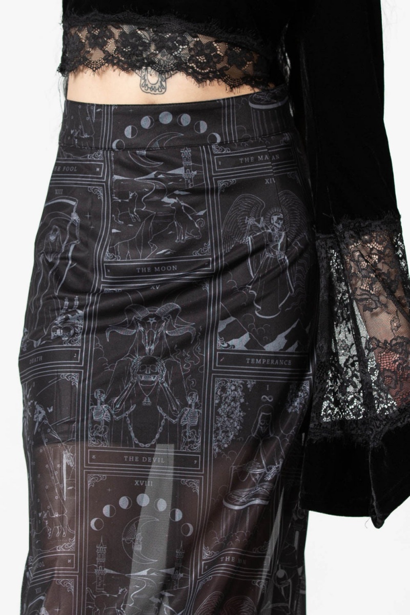 Killstar Chalise Maxi Skirt Černé | SYBTPJ-015