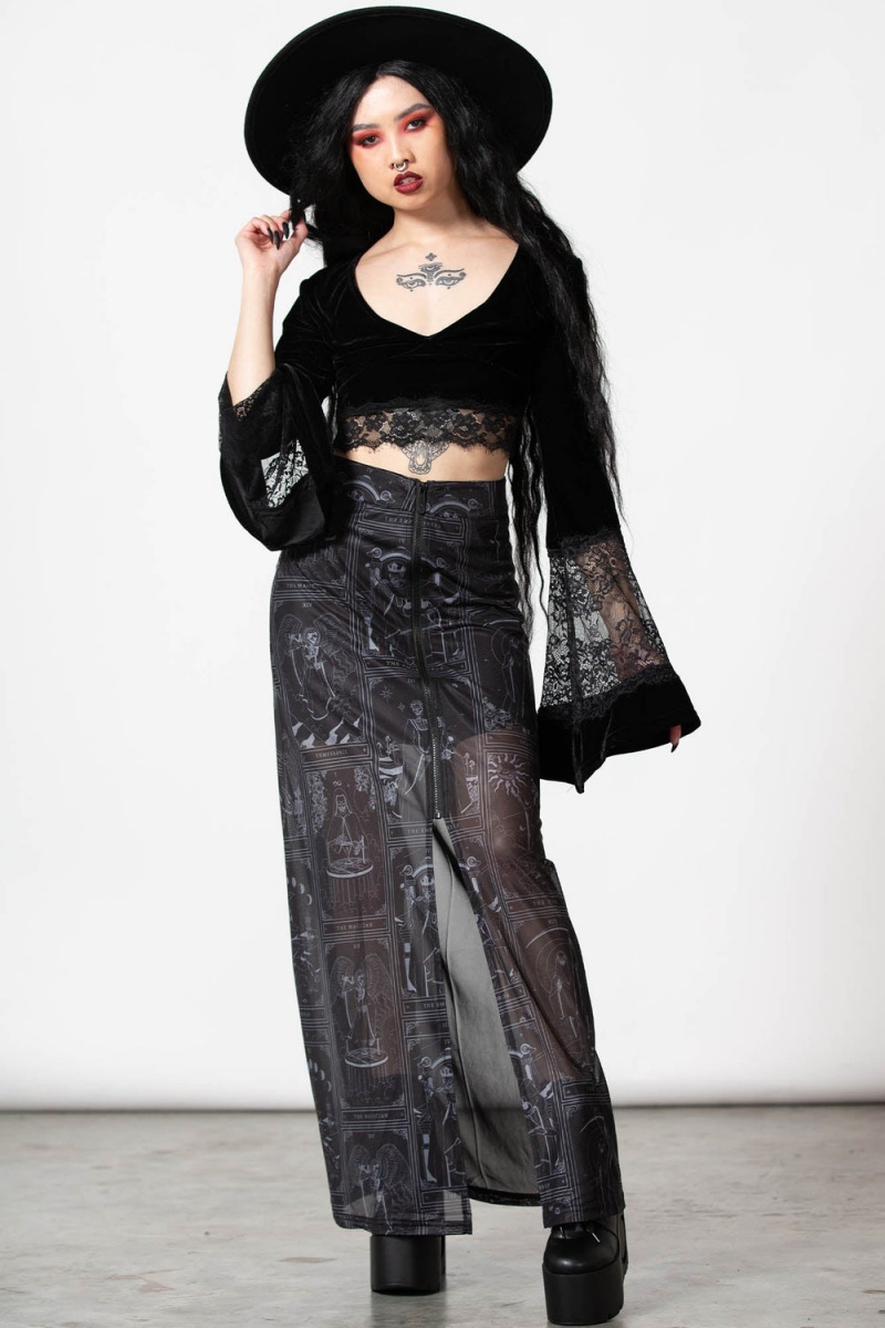 Killstar Chalise Maxi Skirt Černé | SYBTPJ-015